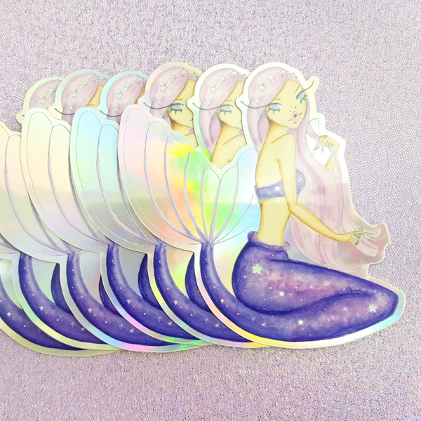 Mermaid Midnight Sky Collection Stickers by Josefina Fernandez